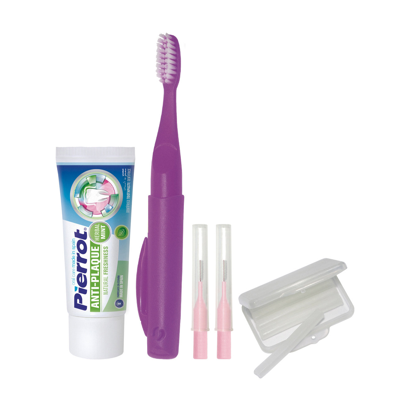 Набір дорожній ортодонтичний Pierrot Orthodontic Dental Kit (зубна щітка, 1 шт + зубна паста, 30 мл + міжзубні йоржики, 2 шт + ортодонтичний віск + футляр)